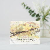 Vanilla Orchid Blume Abstrakte Art Kalligrafie Postkarte (Stehend Vorderseite)