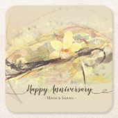 Vanilla Orchid Blume Abstrakte Art Kalligrafie Rechteckiger Pappuntersetzer (Vorderseite)