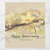 Vanilla Orchid Blume Abstrakte Art Kalligrafie Weinetikett (Einzelnes Label)