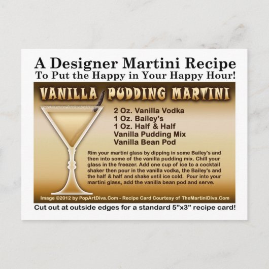 Vanilla Pudding Martini Rezept Postkarte (Vorderseite)