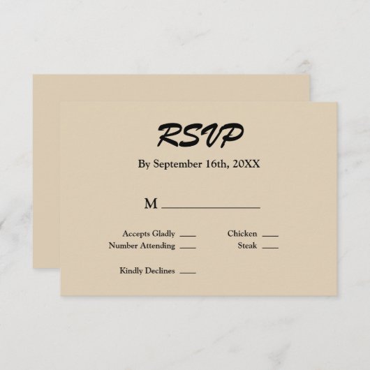 Vanilla RSVP-Karte RSVP Karte (Vorne/Hinten)