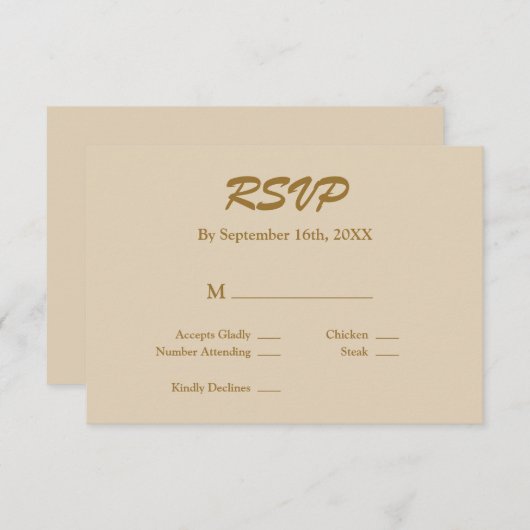 Vanilla RSVP-Karte RSVP Karte (Vorne/Hinten)