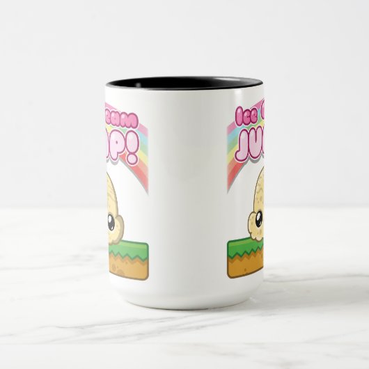 Vanilla Scoop with Ice Cream Jump Text Tasse (Zentrum)