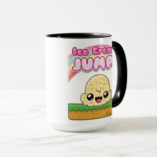 Vanilla Scoop with Ice Cream Jump Text Tasse (VorderseiteRechts)