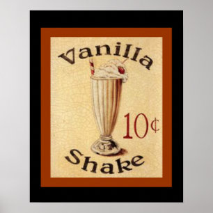 Vanilla Shake Vintage Ad Poster 16 x 20