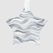 Vanilla Silver Confetti Glitzy Glam Weihnachten Ornament (Rückseite)