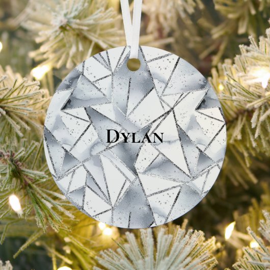 Vanilla Silver Confetti Glitzy Glam Weihnachten Ornament Aus Metall (InSitu)