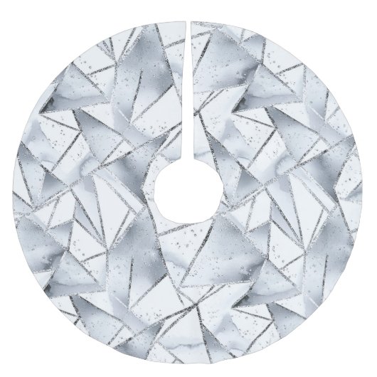 Vanilla Silver Confetti Glitzy Glam Weihnachten Polyester Weihnachtsbaumdecke (Vorderseite)