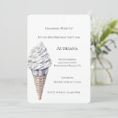 Vanilla Silver Confetti Ice Creme Einladung (Stehend Vorderseite)