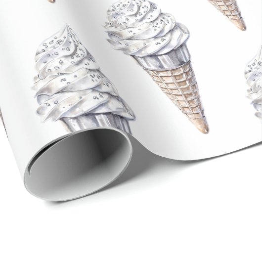 Vanilla Silver Confetti Ice Creme Geschenkpapier (Rolleneckpunkt)
