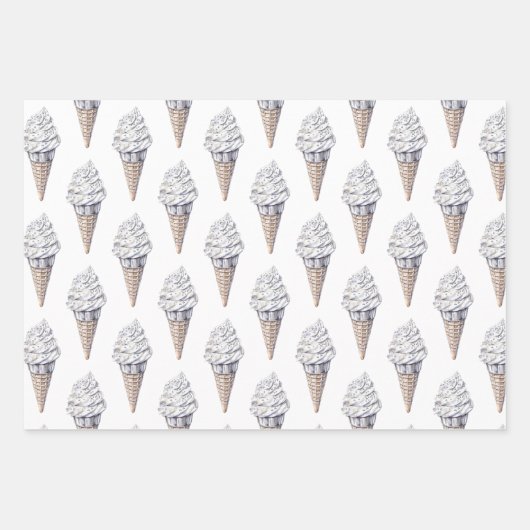 Vanilla Silver Confetti Ice Creme Geschenkpapier Set (Vorderseite 2)