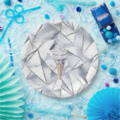 Vanilla Silver Confetti Ice Creme Pappteller (Party)