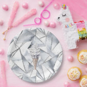 Vanilla Silver Confetti Ice Creme Pappteller (Party)