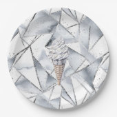 Vanilla Silver Confetti Ice Creme Pappteller (Vorderseite)