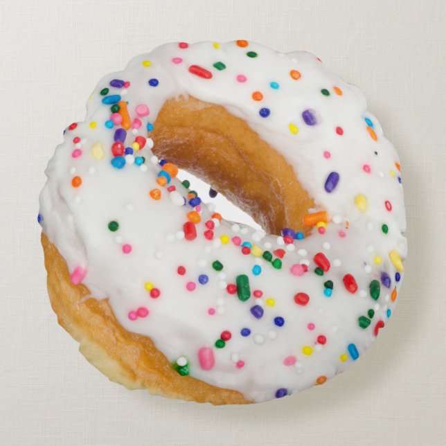 Vanilla Sprinkles Donut Novelty Rundes Kissen (Vorderseite)