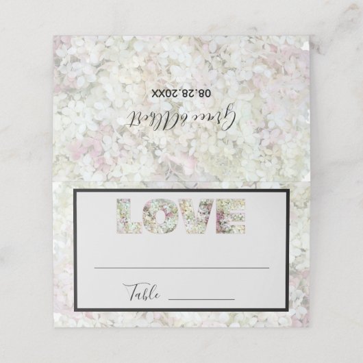 Vanilla Strawberry Hydrangea Gedeckte Platzkarte (Außenseite Aufgefaltet)