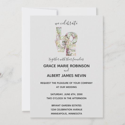 Vanilla Strawberry Hydrangeas Einladung Hochzeit (Vorderseite)