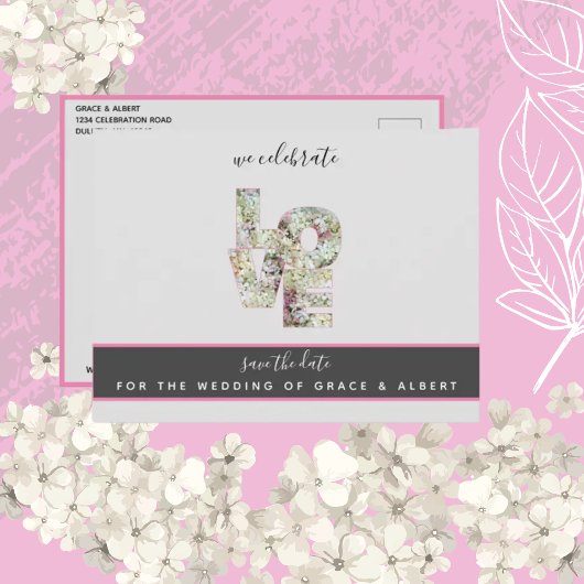 Vanilla Strawberry Hydrangeas Wedding Rett Date P Postkarte