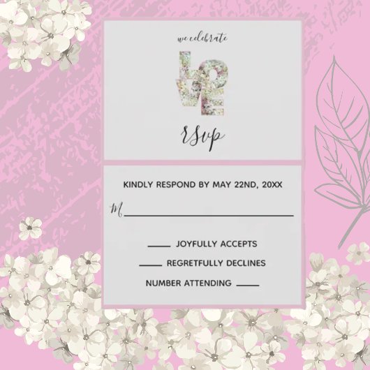 Vanilla Strawberry Hydrangeas Wedding RSVP Card Karte