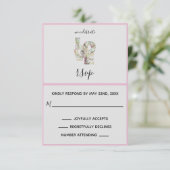 Vanilla Strawberry Hydrangeas Wedding RSVP Card Karte (Stehend Vorderseite)