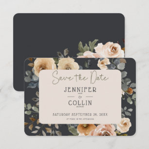 Vanilla White Boho Rose Blue Wedding Save The Date