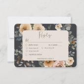 Vanilla White Boho Rose Blue Wedning Dinner RSVP Karte (Vorderseite)