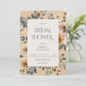 Vanilla White Boho Rose Cream Brautparty Einladung (Stehend Vorderseite)