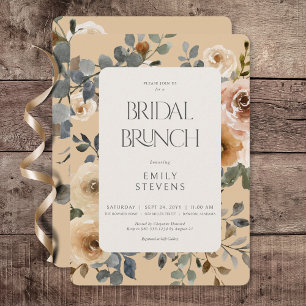 Vanilla White Boho Rose Cream Bridal Brunch Einladung