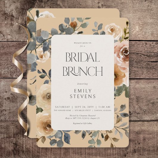 Vanilla White Boho Rose Cream Bridal Brunch Einladung