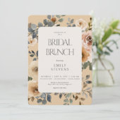 Vanilla White Boho Rose Cream Bridal Brunch Einladung (Stehend Vorderseite)