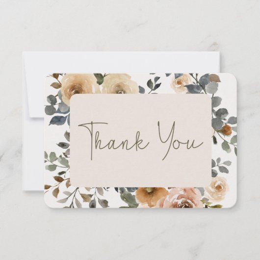 Vanilla White Boho Rose Cream Wedding Dankeskarte (Vorderseite)