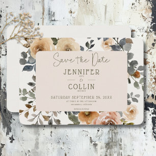 Vanilla White Boho Rose Cream Wedding Save The Date