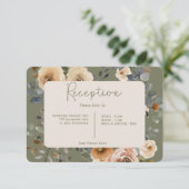 Vanilla White Boho Rose Sage Green Empfang Begleitkarte (Stehend Vorderseite)