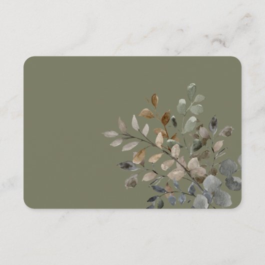 Vanilla White Boho Rose Sage Green Empfang Begleitkarte (Rückseite)