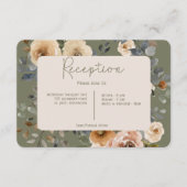 Vanilla White Boho Rose Sage Green Empfang Begleitkarte (Vorderseite)