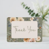 Vanilla White Boho Rose Sage Wedding Dankeskarte (Stehend Vorderseite)