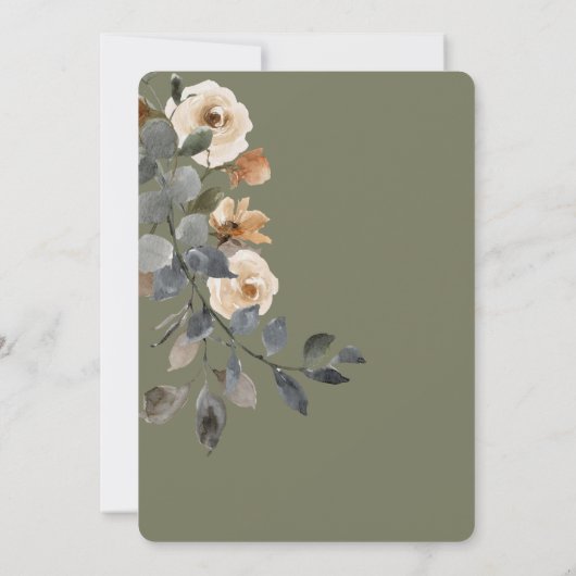 Vanilla White Boho Rose Sage Wedding Einladung (Rückseite)