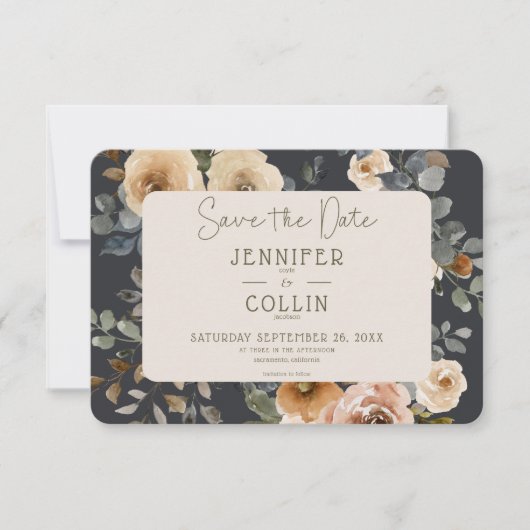 Vanilla White Boho Rose Sage Wedding Save The Date (Vorderseite)