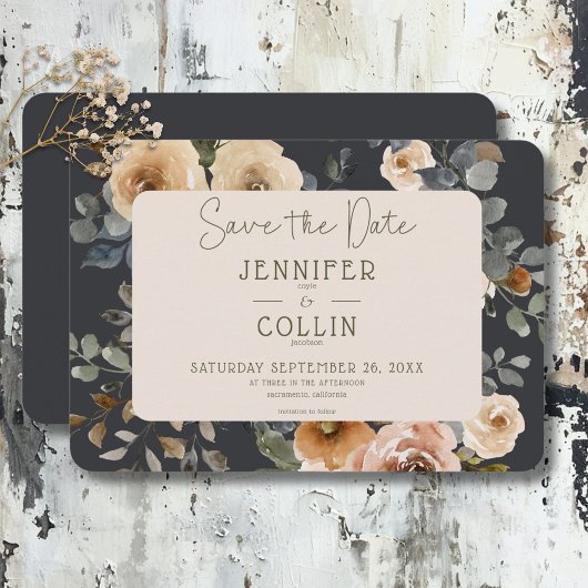 Vanilla White Boho Rose Sage Wedding Save The Date