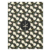 Vanilla White Roses Custom Monogram Tischdecke (Vorderseite)