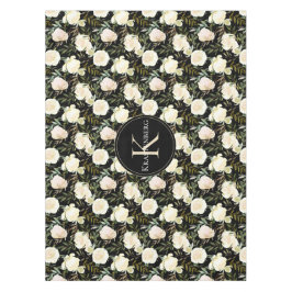 Vanilla White Roses Custom Monogram Tischdecke