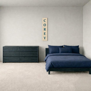 Vanille/Blau Vorname/Familienname/Nachname Leinwan Leinwanddruck