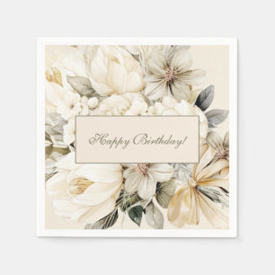 Vanille-Creme-Blumen Geburtstag individuell Serviette