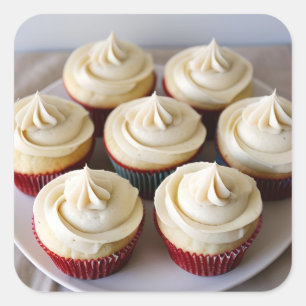 Vanille-Cupcakes Quadratischer Aufkleber