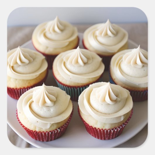Vanille-Cupcakes Quadratischer Aufkleber (Vorderseite)