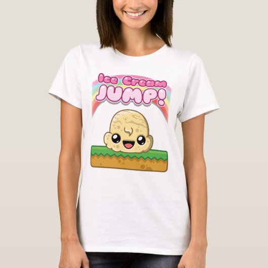 Vanille-Eisportion mit Eiscreme-Sprung-Text T-Shirt (Vorderseite)