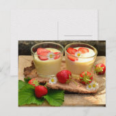 VANILLE-ERDBEER-DESSERT POSTCROSSING POSTKARTE (Vorne/Hinten)