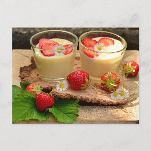 VANILLE-ERDBEER-DESSERT POSTCROSSING POSTKARTE (Vorderseite)