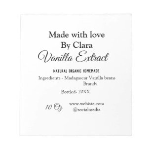 Vanille-Extrakt selbstgemacht Zutaten Gewicht de Notizblock