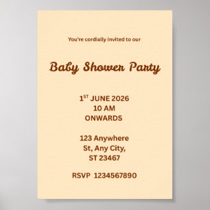 Vanille-Farben Babyparty-Einladung Poster